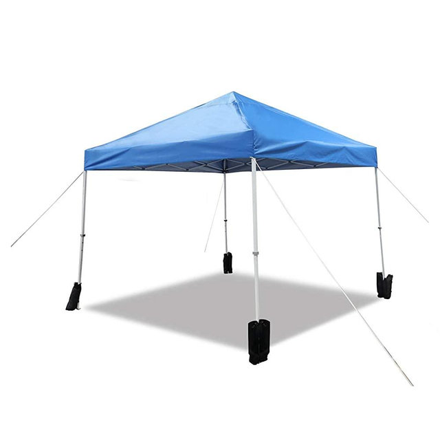 Amazon Basics Outdoor Pop Up Canopy, 10ft x 10ft with Wheeled Carry Bag, 4-pk weight bag, Blue