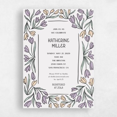Lilac, Purple Wedding Wedding Shower Invitation - Noemi Portrait