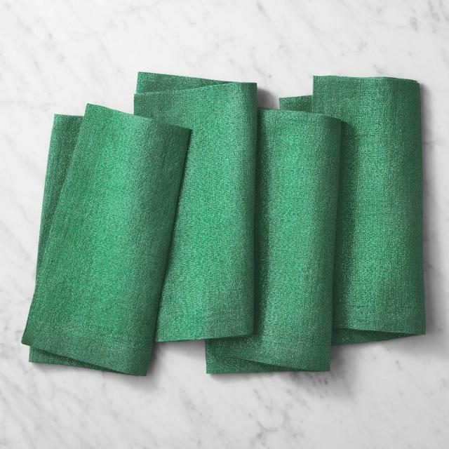 Metallic Napkins, Set of 4, Green