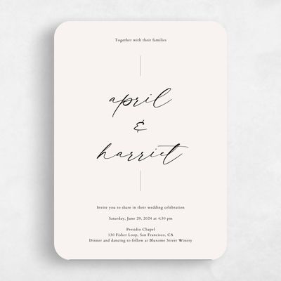 Beige Rounded Wedding Invitation - Beaulieu Portrait