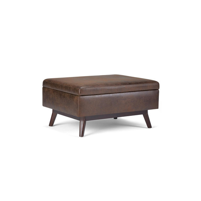 34" Ethan Coffee Table Storage Ottoman Distressed Chestnut Brown - WyndenHall