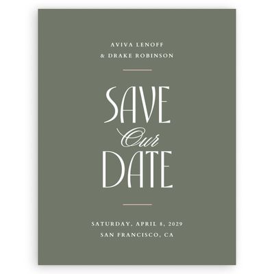 Dark Sage, Green Wedding Digital Save the Date - Trogir Portrait