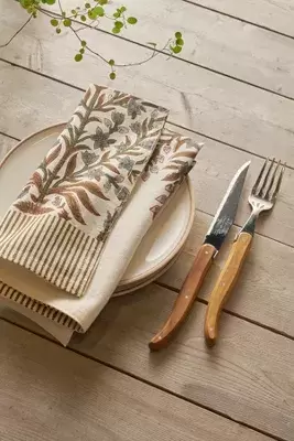 Sprig + Stripe Cotton Napkins, Set of 4