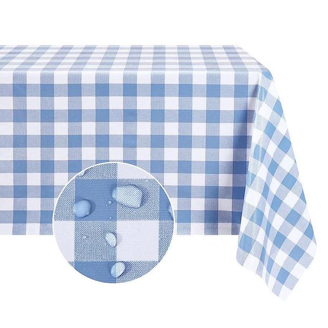 Romanstile Rectangle Vinyl PVC Tablecloth, 100% Waterproof Buffalo Plaid Plastic Table Cloth, Oil Proof Heavy Duty Wipeable Table Covers for Dining, Picnic, Outdoor - 60 x 102 Inch, Light Blue Plaid