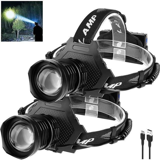 Led Rechargeable Headlamp, 100000 Lumens Head Lamps Outdoor Led Rechargeable, Bright Headlamps for Adults with 5 Modes & Ipx7 Waterproof 90° Adjustable Rechargeable Head Lamp for Camping