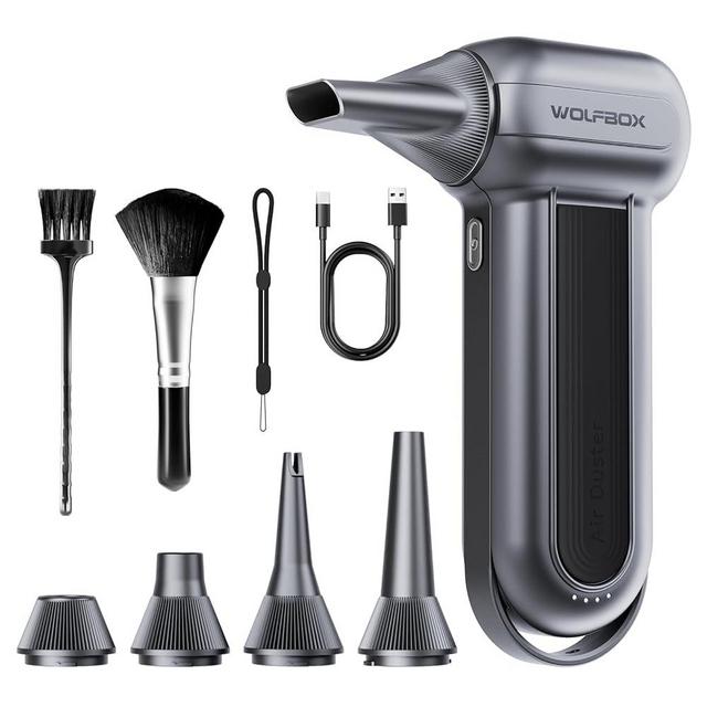 WOLFBOX MF100 Electric Air Duster-150000RPM Super Power Cordless Air Duster, Rechargeable Durable Air Blower, 3-Gear Adjustable Mini Blower, Dust Blower for Computer, Keyboard, Outdoor, House and Car