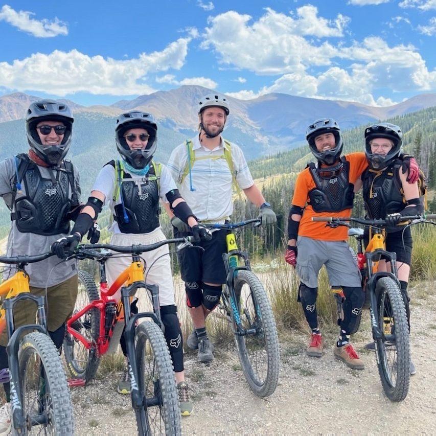 Mountain biking down Winter Park's ski trails is no joke. Georgia fell over her handle bars that day; Nick stayed with her to dry her tears.