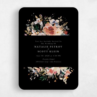 Black Rounded Wedding Invitation - Fenella Classic