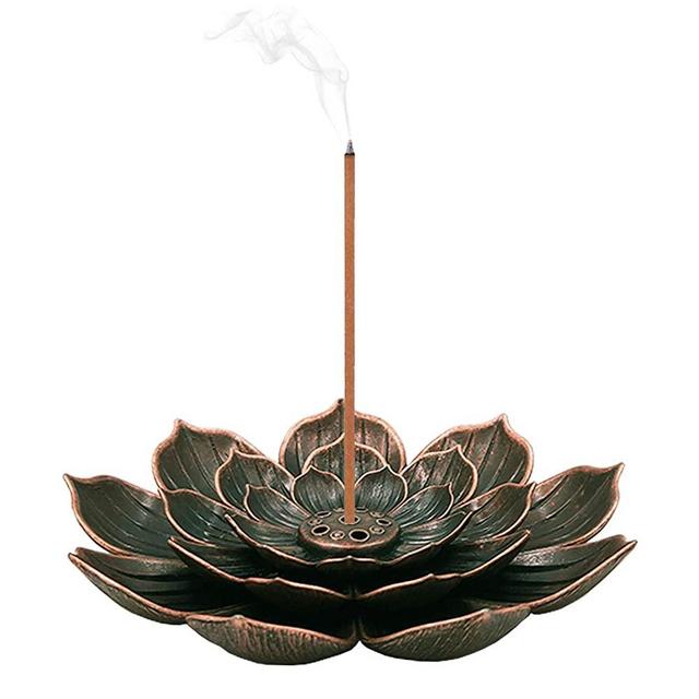 SLKIJDHFB Incense Burner - Lotus Stick Incense Holder 5 Incense Holes with Detachable Ash Catcher