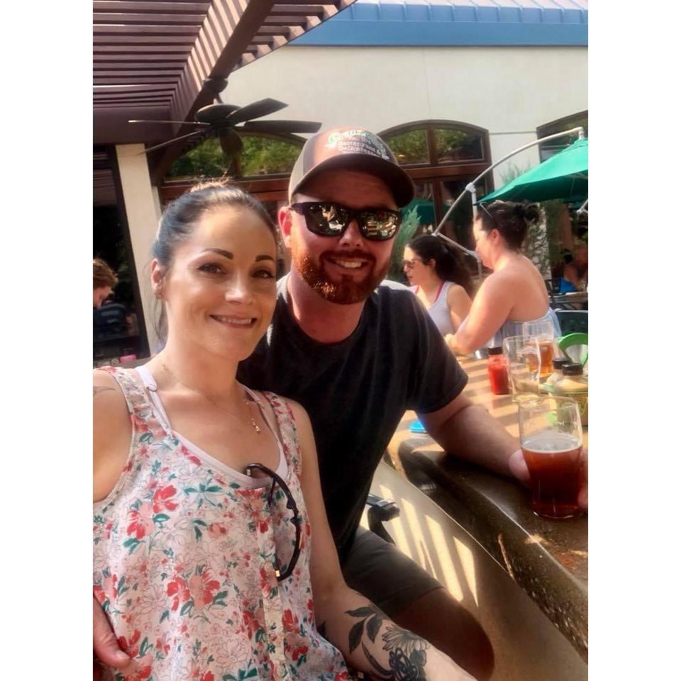 In Chico at the Sierra Nevada Brewing Co. celebrating Anthony's birthday.