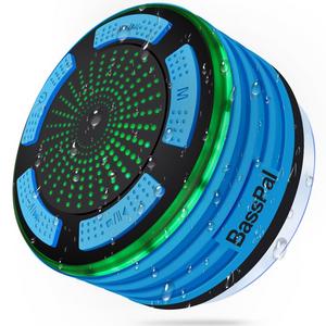 Bluetooth Speakers, Basspal IPX7 Portable Wireless Waterproof Speaker with FM Radio and LED Mood lights, Super Bass and HD Sound for Shower, Pool, Beach, Kitchen&Outdoor