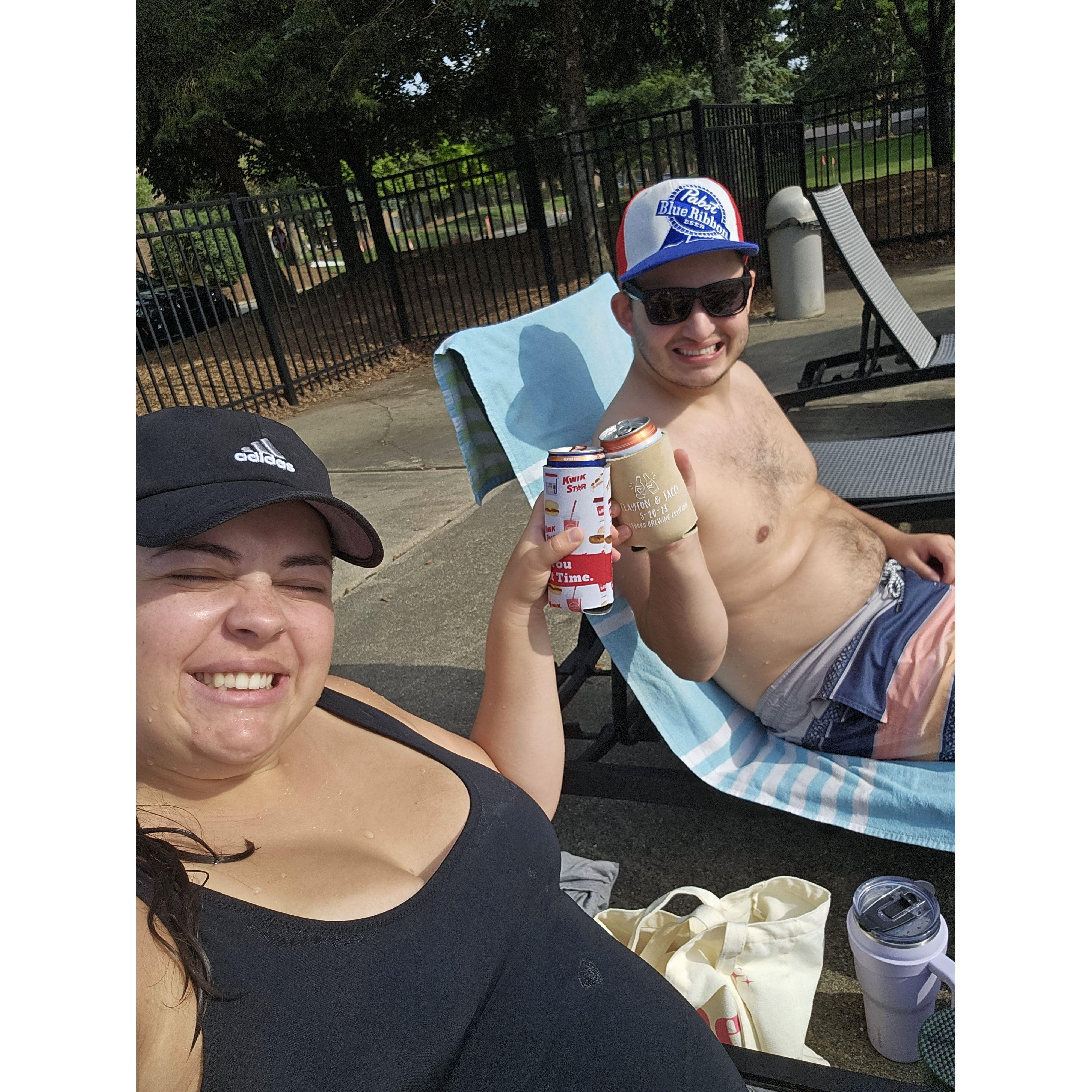Enjoying the Michigan summer at the pool.