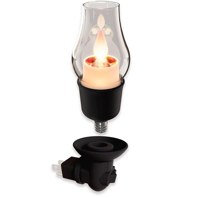 Velaflame Nightlight, Decorative Flameless Candle Night-Light & Vintage Candle Flame Lighting (Black)