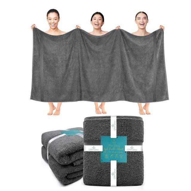 Pearl Linens Cotton Bath Sheet Pack of 2, Oversize Bath Towels Two Pack, Quick Dry, Absorbant, Super Soft Bath Sheet for Hotel, Spa | Gray Bath Sheet, Bath Towel 35 X 70 inches