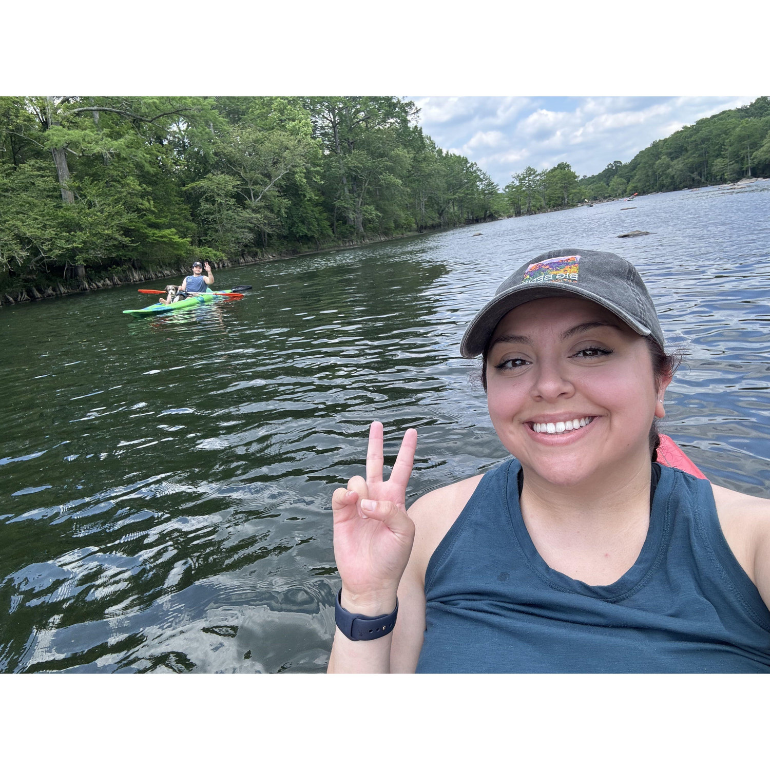 Kayaking with Winston for the first time in Broken Bow, Oklahoma.