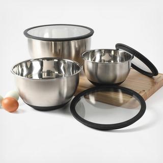 Orbit 3-Piece Mixing Bowl Set with Glass Lids