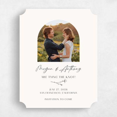 Beige Ticket Wedding Save the Date - Rolland Photo