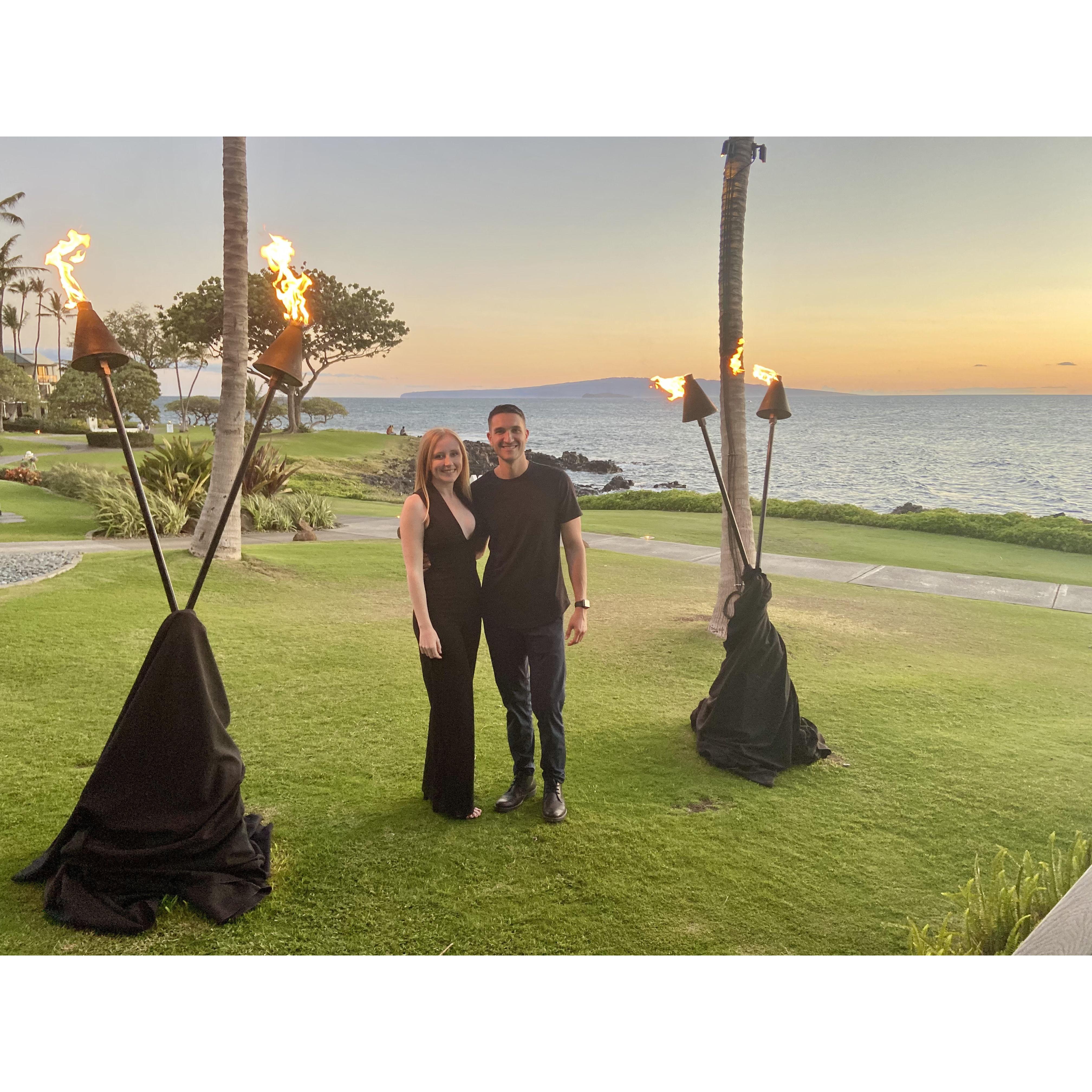 Kirsten surprised Alek with a private beach dinner in Maui where the waiters thought she was going to propose!