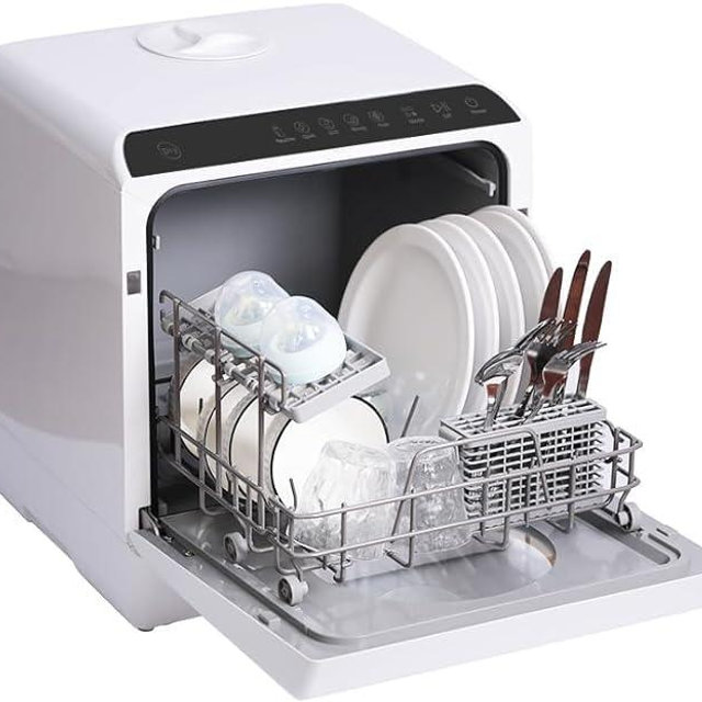 Countertop Dishwasher with built-in water tank, countertop mini portable dishwasher for apartments and RVs, Compact Dishwasher that can wash baby bottles. Dish washer machines with drying function.