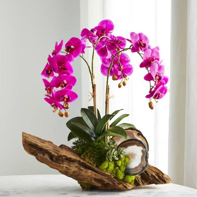 Fuchsia Orchid in Driftwood Agate Slabs