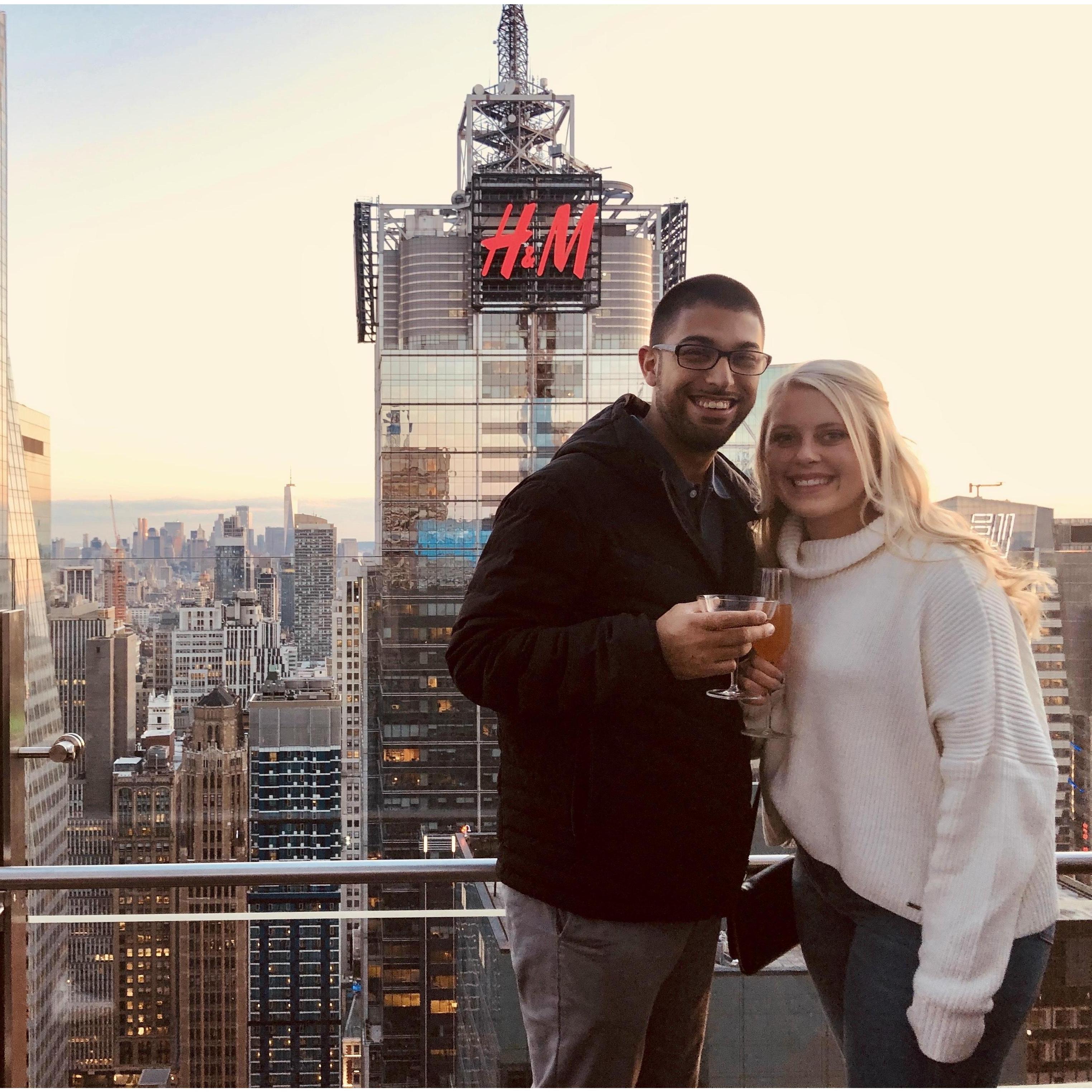 We were enjoying cocktails on a New York rooftop bar while living on the East Coast!
