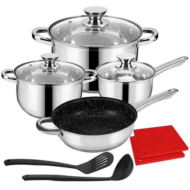 LeFroom Kitchen Stainless Cookware Set 11 Piece Nonstick Pots and Pans Set, Five-layer Structure, Thicken and Durable