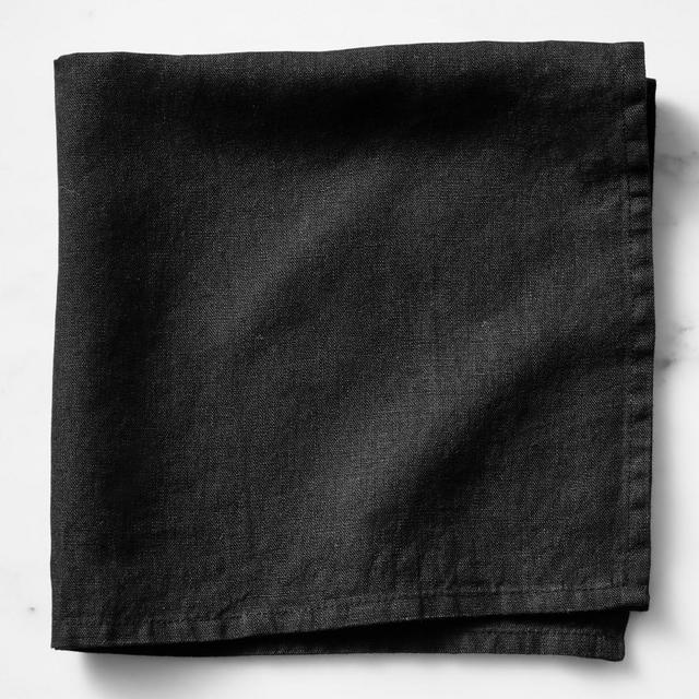 Italian Washed Linen Napkins, Set of 4, Black