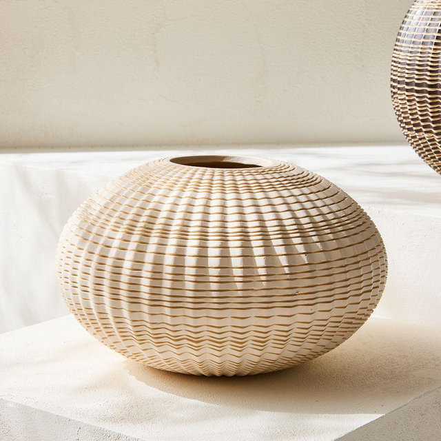 Ellara Ceramic Vase, Alabaster, 7 Inches