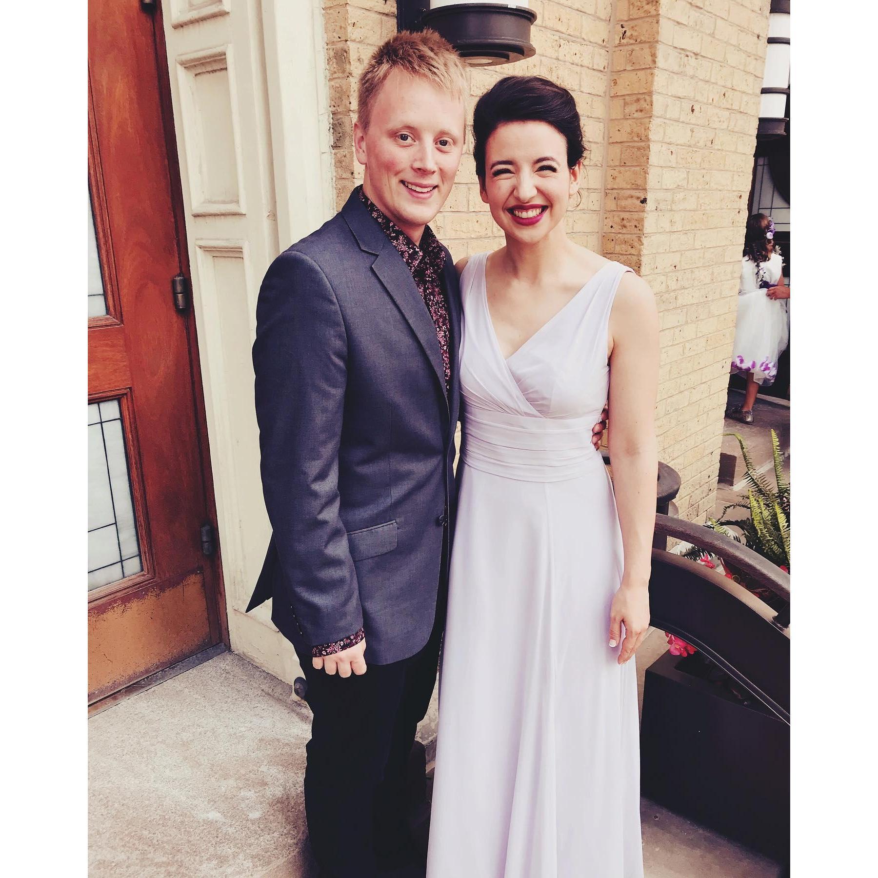Dressing up for Susan and Paul Obbagy's wedding!