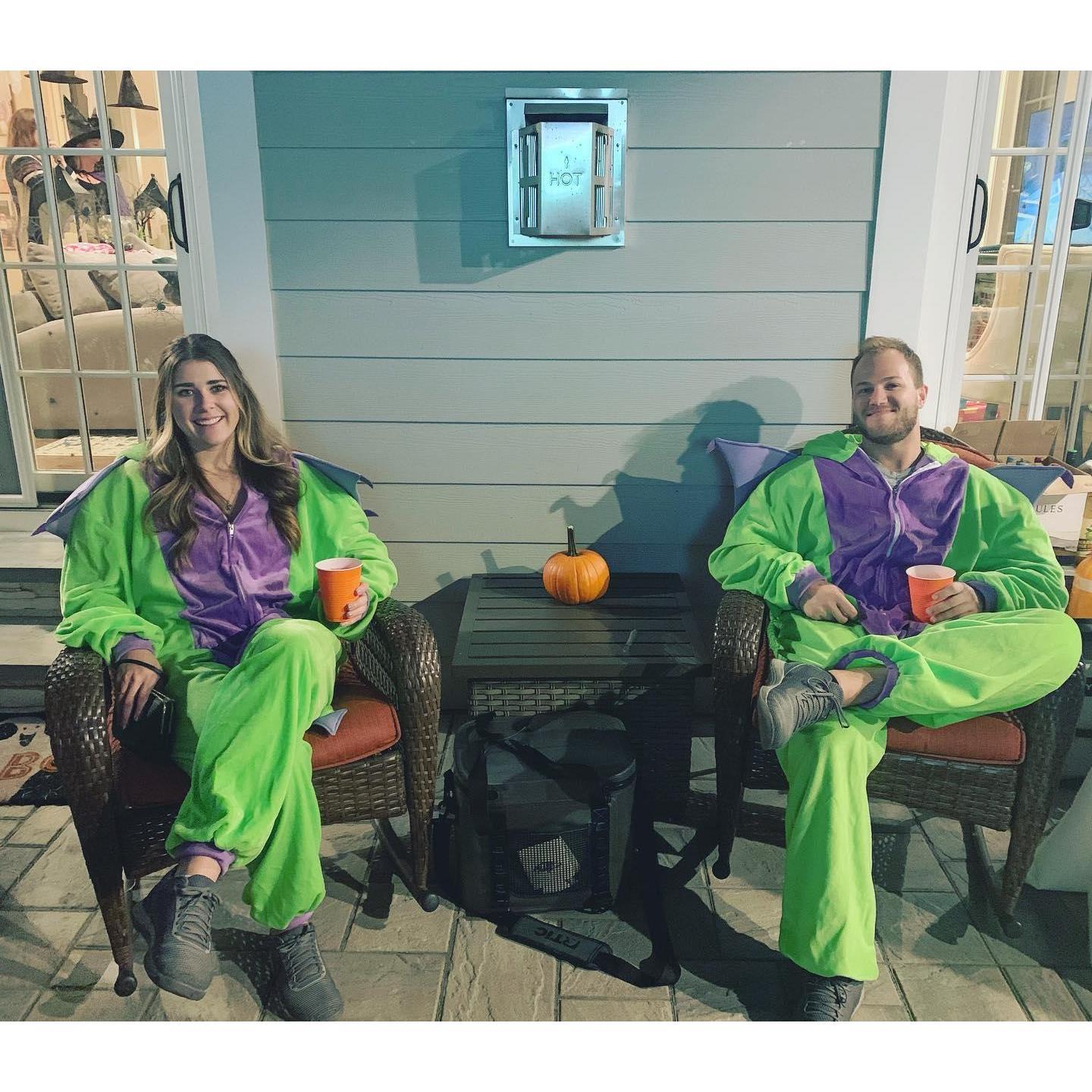 A little bit of Halloween fun in our matching dragon onesies!