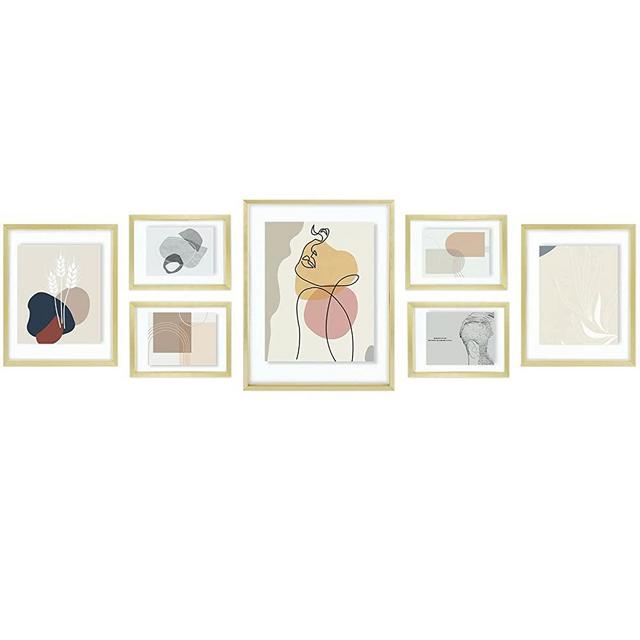 Golden State Art, Gold Floating Frames for One 11x14, Two 8x10, and Four 5x7 Pictures, Clear Glass Displays Any Size Photo Up to 11x14, 8x10, 5x7, for Wall or Table Top Decoration(Floating Frame)