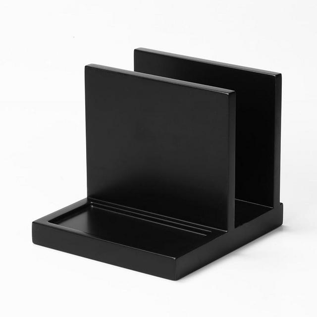 EVERBBKING Wooden Napkin Holder napkin salt pepper holder with Salt and Pepper Shakers Caddy,Suitable for Kitchen, Restaurant, Bar, Office, Parties, Home Décor Black