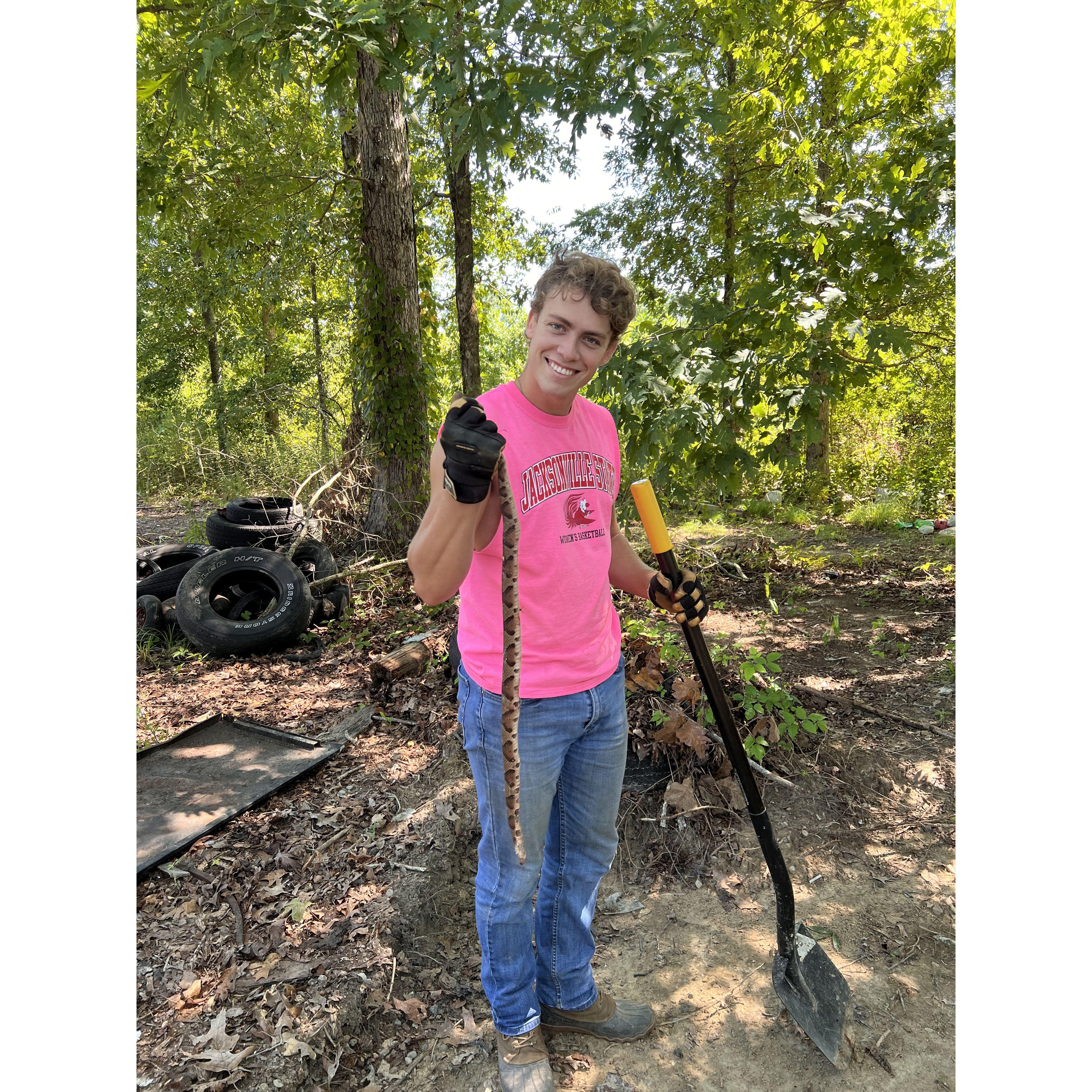Connor killed this copperhead on the last day of work before we went back to school.
