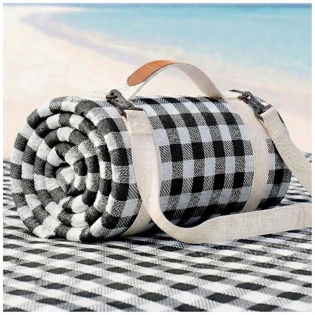 RYCHIC Waterproof Beach Blanket Picnic Camping Mat Extra Large Portable Umbrella Wagon Folding Pop Tent Sun Shelter Shade Canopy Ball Cart Anchor Fan Mesh Rubber Bag Tote Toallas Manta de Playa