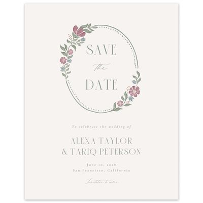 Light Oatmeal, Beige Wedding Digital Save the Date - Mirelia Portrait