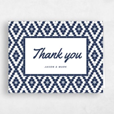 Blue Geometric Wedding Thank You - Metropol Landscape
