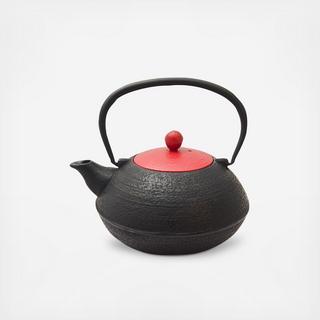 Red Lidded Cast Iron Teapot