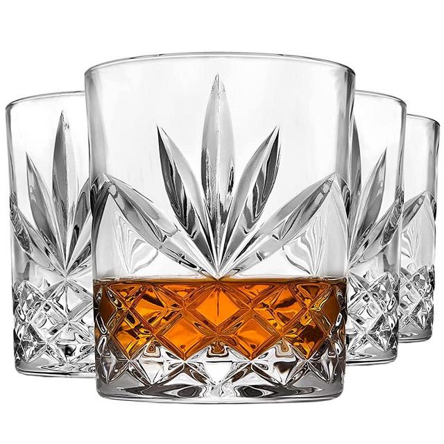 Godinger Old Fashioned Whiskey Glasses, Drinking Glasses for Scotch, Cocktails, Water, Juice - Set of 4