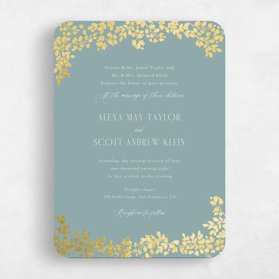 Blue Rounded Wedding Invitation - Calla Classic Foil