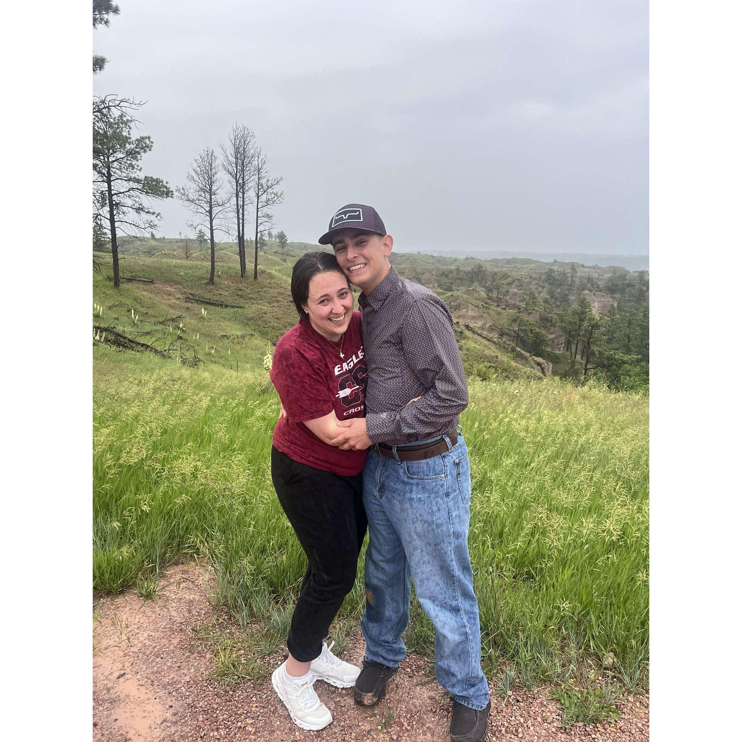 Moments after Tyler proposed in the pouring rain