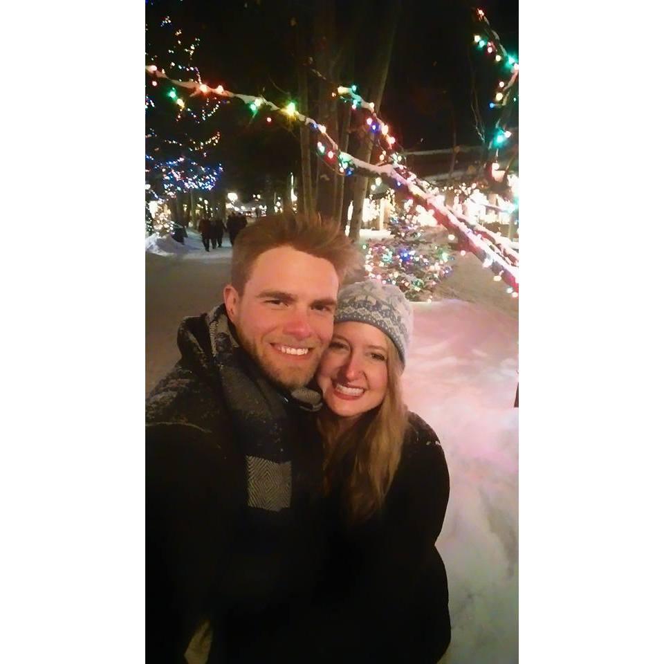 Our first photo ever taken of us as a couple, in downtown Aspen.