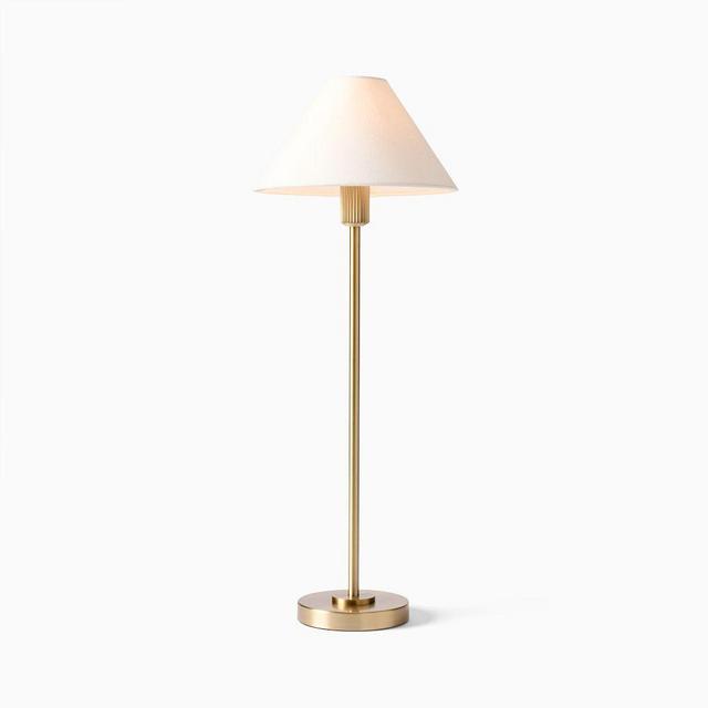 Beatrix Table Lamp, Light Bronze, White Linen Shade