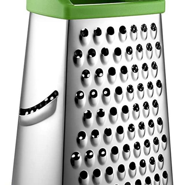 Spring Chef Professional Box Grater, Stainless Steel with 4 Sides, Best for Parmesan Cheese, Vegetables, Ginger, XL Size, Green