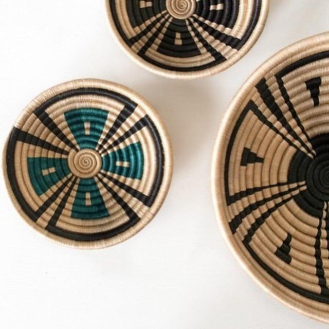 Akazi Woven Bowl - Small Green/Black