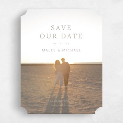 Beige Ticket Wedding Save the Date - Keanu Photo