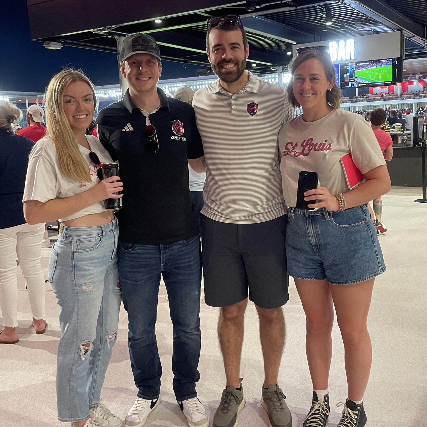 Us at halftime of the St. Louis City game with Kelly's brother Matt and sister-in-law, Libby!