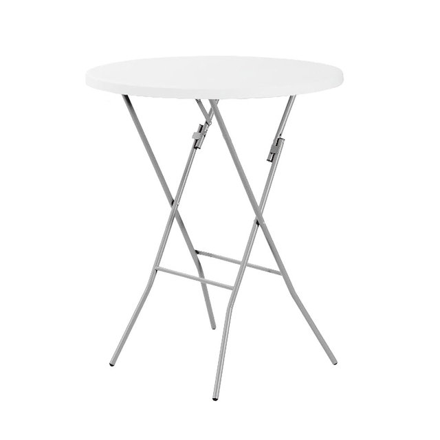 32in Cocktail Table, no Assembly Required, High Top Bistro Round Plastic Folding Table, Foldable Portable Bar Height Tables, Indoor Outdoor for Party Banquet Wedding Picnic Dining Camping, White