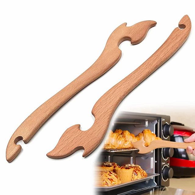 Shinelingee Oven Rack Puller,Oven Accessories Are Made Of Beech Wood And Very Smooth,Rack Hook For Oven Has Enough Length Of Handle,Tool Toaster Can Effectively Prevent Burns (2)