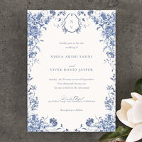 Hattaway Portrait | Dark Cobalt | Zola Wedding Invitations