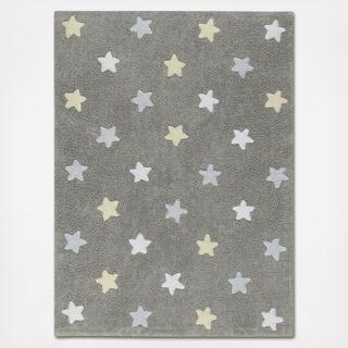 Tricolor Stars Washable Rug